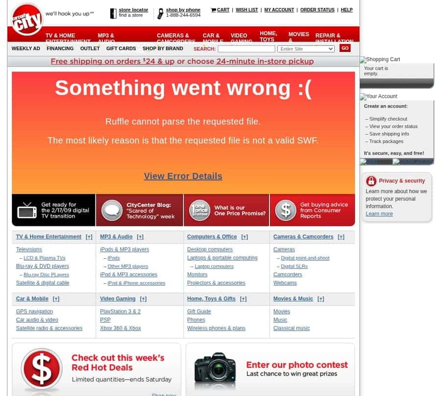 Screenshot of http://www.circuitcity.com/ as archived Nov 1, 2008