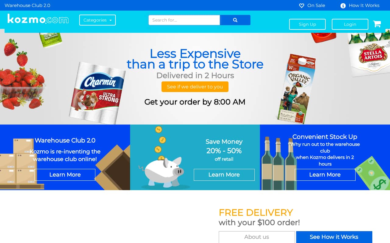 Screenshot of https://www.kozmo.com/ as archived Feb 28, 2020