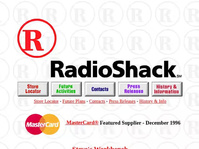 RadioShack archive image: First website, 1996