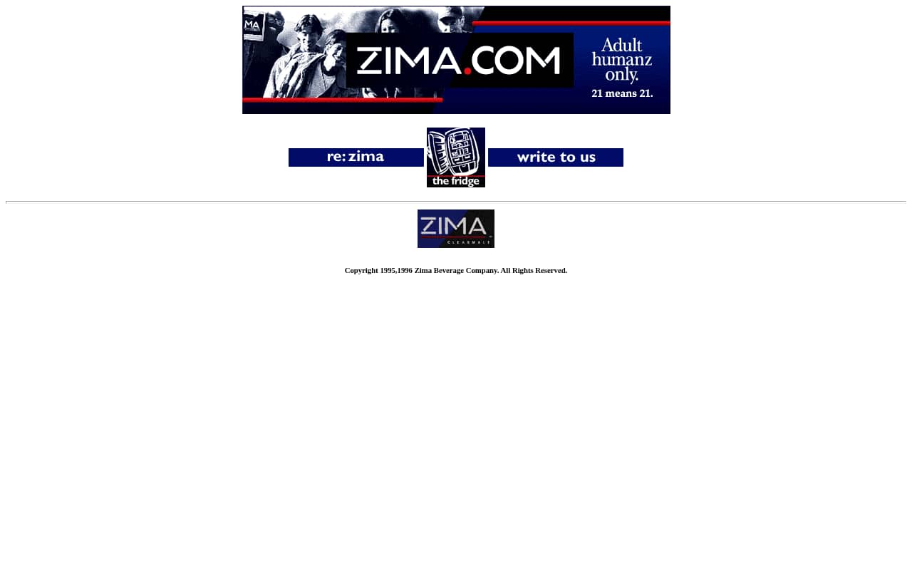 Screenshot of http://zima.com/ as archived Oct 12, 1996